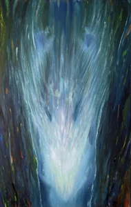 Vertical stream of glowing energy and light